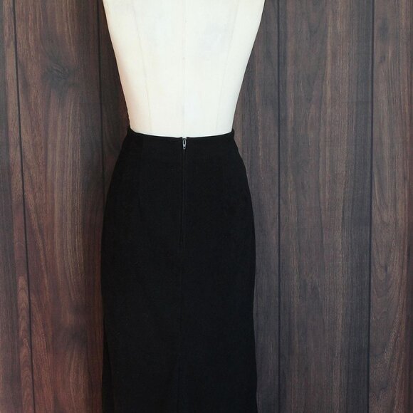 Vintage 1980s 1990s Pencil Skirt, Briggs Black Faux Suede, Size 10 - Picture 10 of 10